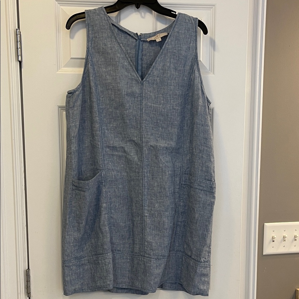 Blue Sleeveless Dress with Pockets